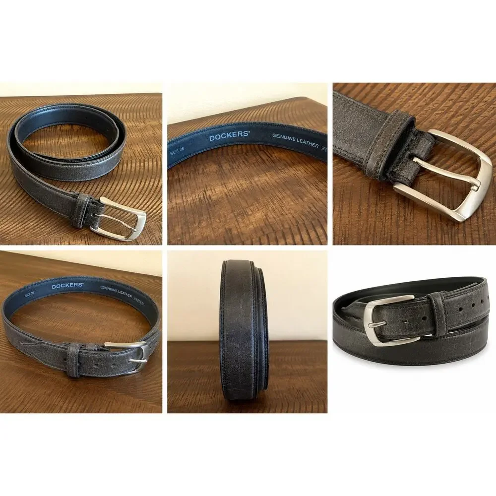 Dockers Genuine Leather Dark Brown Belt Size 36 Classic Dress Casual